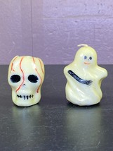 2 Vintage Halloween Candles Ghost with hand and skull Made in Macau - £7.85 GBP