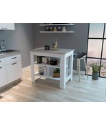 Brooklyn Antibacterial Kitchen Island White Light Gray with 3 uncovered ... - $335.79 CAD