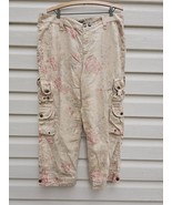 Lauren Ralph Lauren Women&#39;s LINEN CARGO Pants Tan Floral Romance Loose S... - £30.37 GBP