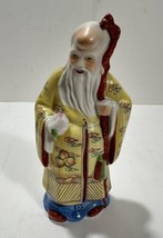 Chinese Porcelain Figurine God Of Longevity Deity Shouxing Statue Peach ... - £33.12 GBP