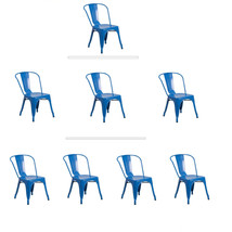 Tolix Blue Metal Steel Stack Dining Chair Commercial Quality 1-4 Unit Discounts - £95.67 GBP+