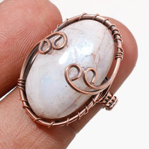 Rainbow Moonstone Gemstone Handmade Copper Wire Wrap Ring Jewelry 6.25&quot; SA 405 - $4.99