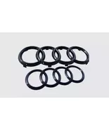 Black SET For Audi - Rings Front Grill Emblem 273mm &amp; Rear Trunk Emblem ... - $29.90