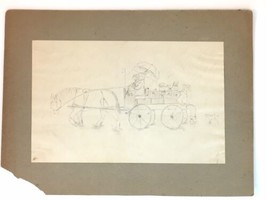 Antique Hand Drawing Horse and Buggy Late Pre 1910 Piece from Estate - £15.72 GBP