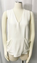 Zara Basic Collection Top V Neck Sleeveless Blouse Ivory Off White size Small - £14.92 GBP
