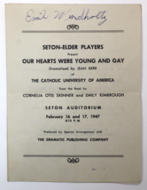 &quot;Our Hearts Were Young and Gay&quot; Program  1947 Minnesota Signed Emil Wind... - $17.00
