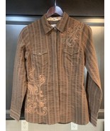 Roper Western Shirt Women&#39;s Brown Embroidered Long Sleeve Size Small Button - £14.58 GBP