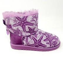 UGG Mini Bailey Bow Starfish Purple Kids Girls Sheepskin Booties 1006675Y - £47.50 GBP
