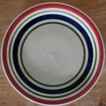 Single Royal Norfolk Dinner Plate White Blue Green Orange bands  10 1/2&quot; See Pic - £4.66 GBP