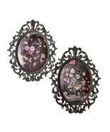 Vintage Floral Still Life Art Pair: Rococo Oval Metal Frames, Matching Pair - €114,54 EUR Vintage Floral Still Life Art Pair: Rococo Oval Metal Frames, Matching Pair - €114,54 EUR