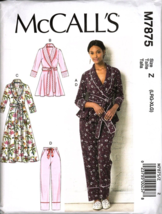 McCall's M7875 Misses L to XL Pajamas, Robe, Pants, Top Uncut Sewing Pattern - $15.71