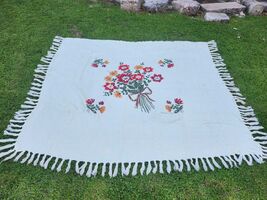 Italian wool bedspread with floral print, high quality Italian bed cover... - $90.00