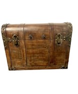 Vintage Wood Dome Top Chest Antique Brass Hardware 19x14x12 Inches SEE P... - £78.18 GBP