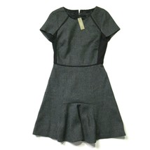 NWT J.Crew Checkered Flutter Fit &amp; Flare in Black Heather Gray Tweed Dress 00 - £31.02 GBP