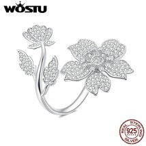 WOSTU 100% 925 Sterling Silver Sakura Blooms Flower Rings Adjustable Delicate We - $25.13