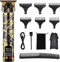 HIENA PRO Professional Mens Hair Clippers Zero Gapped Cordless, LCD-Black Gold - £23.58 GBP