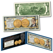 1933 GOLD DOUBLE EAGLE Coin President Franklin D. Roosevelt Authentic US $2 Bill - £10.98 GBP