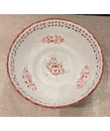 Vintage Portugal Pottery Pink Floral  Bowl Hand Painted Flowers #346 - £39.68 GBP