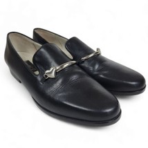 Vintage Kenneth Cole Black Leather Heart Silver Bit Loafers Slip On Size 9.5M - £27.97 GBP