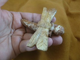 Y-DRAG-402) tan DRAGONFLY fly figurine BUG carving SOAPSTONE PERU dragon... - $17.53