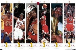 Michael Jordan - Championships Poster Featuring All 6 Titles 22.375&quot; x 34&quot; NEW! - £7.85 GBP