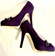 Shoe Dazzle Ophelia Size 7.5 Purple Suede Platform Stiletto 5 Inch Heels - £14.07 GBP