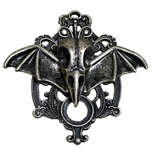 Bat Wings Bird Skull Pendant Large Silver Gothic - $14.99