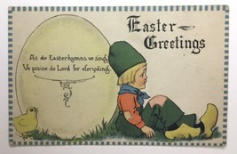 Dutch Easter Greetings PC Ve Praise de Lord Child Leaning Against Giant Egg - £4.71 GBP