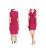 Diane von Furstenberg Bella Silk Faux Wrap Dress Raspberry Hot Pink DVF ... - £118.69 GBP