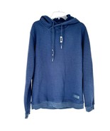 Captain&#39;s Cloth Sweatshirt L Hooded Blue Waffle Knit LS Brand Patch NWOT - £19.86 GBP