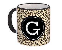 Monogram Letter G : Gift Mug Cheetah Letter Initial ABC Animal Circle - £12.86 GBP