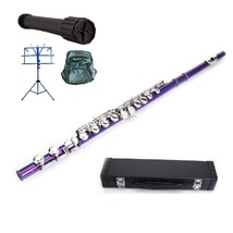 Purple Flute 16 Hole, Key of C w/Case+Music Sheet Bag+2 Stand+Accessories - £110.12 GBP