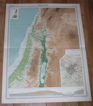 1922 Antique Map Of Palestine Israel Holy Land Lebanon Jordan Syria Gaza - £32.84 GBP