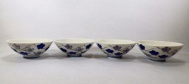 Set of Four Rice Bowls Unusually Decorated Chinese Blue &amp; White Artist Signed - £16.74 GBP