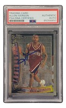 Allen Iverson Signed 1996 Topps #Y01 76ers Refractor Rookie Card PSA/DNA - £146.49 GBP
