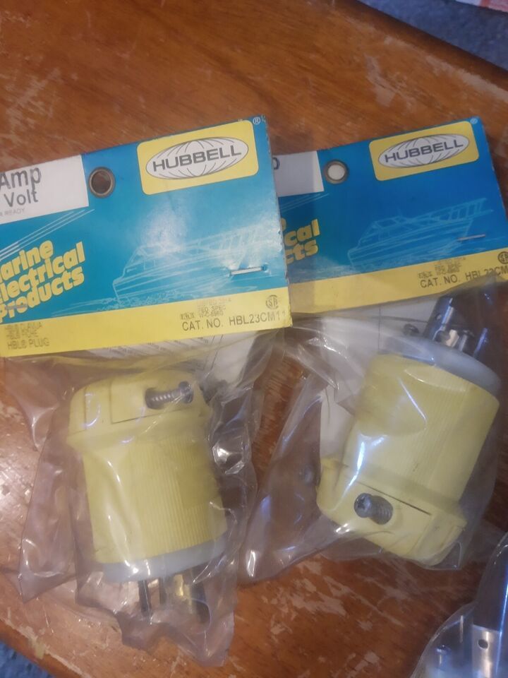 NEW LOT of 3  Hubbell Twist Lock Plug Marine Boat 3 Pole Yellow # HBL23CM11 - $22.79