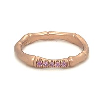 Sterling 18k Rose Vermeil Bamboo 3 mm Ring w/ Lavender Saphire Accents S... - $68.31