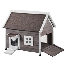 VEVOR Outdoor Cat House Wooden Feral Cat Shelter with Roof Door Flaps &amp; Window - $192.84