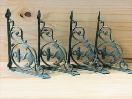 4 CAST IRON BOAT ANCHOR BRACKETS CORBELS BRACES WALL SHELF BRACKET NAUTI... - £29.48 GBP