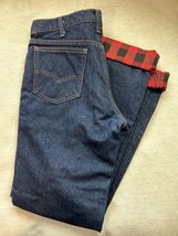 Vintage Levis 515 Boot Cut Orange Tab Flannel Lined Denim Jeans 32&quot;x36” - £174.43 GBP
