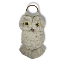 Vintage Macrame Owl Wall Hanging Taupe Bird Handmade Bohemian Boho Decor Greige - £22.15 GBP
