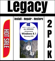 Windows 8.1 All Versions Recovery Reinstall Restore Legacy 2pk With 10.1... - $24.99