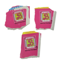 3 VINTAGE MATTEL BARBIE DOLL PINK STAMP STAMPS CARDBOARD CUT OUT FROM PA... - $8.55