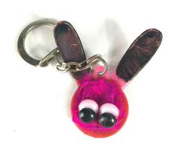 Vintage Kitschy Handmade Keychain Bunny Rabbit Big Googly Eyes Unique Pi... - £4.97 GBP