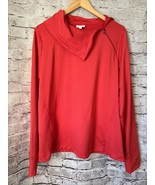 J Jill Fit Activewear Red Long Sleeve Shirt Zip Collar Women’s L Athleisure - $17.32