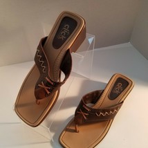 Click Brasil Women&#39;s Brown Tan Leather Sandals Size 8 - $14.85