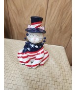  Lacombe Cat Whimsclay Red White Blue Patriotic Stars and Stripe Figurine - $39.99