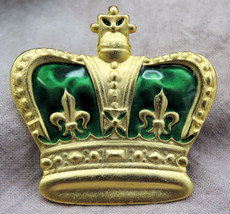 Crown Pin With Green Enamel - $15.00