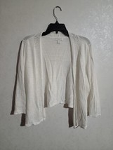 Charter Club Womens Cropped Open Front Cardigan Lace Trim sz 2X Small Fit White - £19.12 GBP