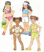 Childs Two Piece Swimsuit Tops Shorts Briefs Skirt Beach Bag Sew Pattern 6-8 - £11.08 GBP